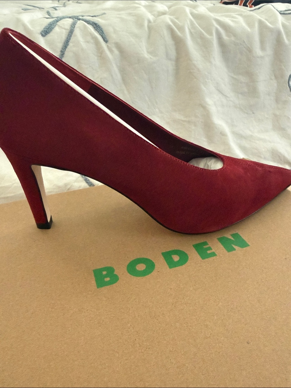 Boden Burgundy Suede Pointed-Toe Pumps